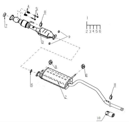 Picture of Exhaust Silencer/Tail Pipe Assembly.