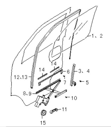 Picture of Drop Glass Rubber Guide Run Channel Front Left Door