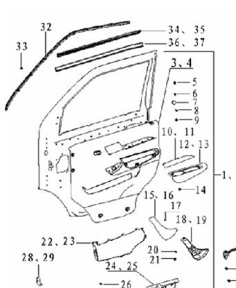 Picture of Left Front Door Interior Grey Trim Panel Assembly (Electric windows)