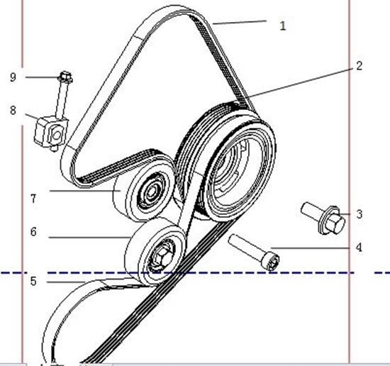 Picture of Engine Water Pump Drive Belt 1200cc  Big Cabin Pickup