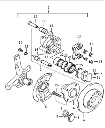 Picture of Left Front Brake Complete Assembly ABS