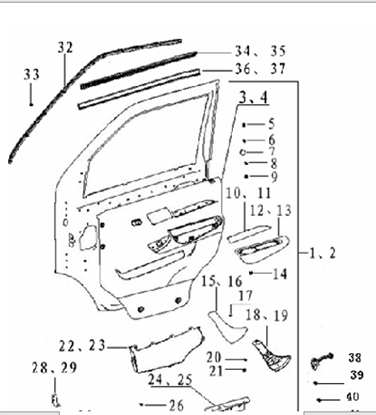 Picture of Front Right  Door Drop Glass Outer Weather Strip