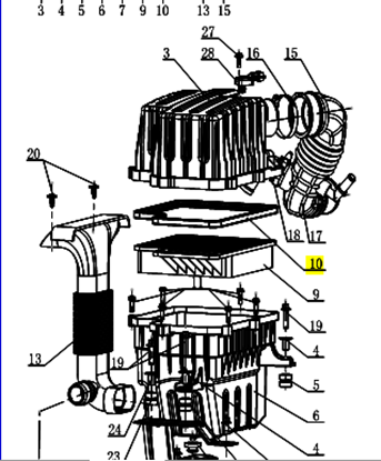 Picture of Air Filter. DFSK Glory Models